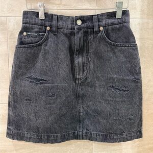Dolce & Gabbana Distressed Black Denim Mini Skirt IT 40